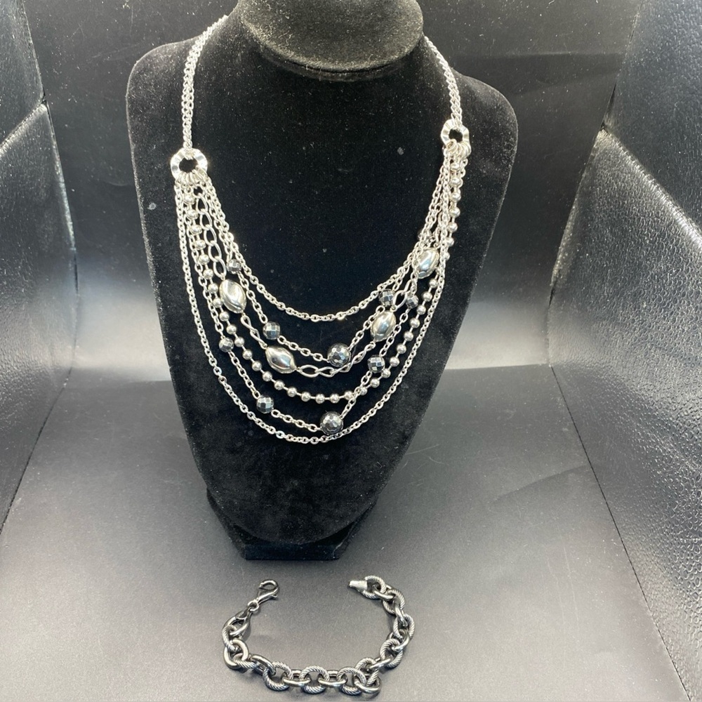 Set Necklace & Bracelet Milor italy. Black Gunmetal color
